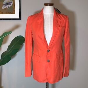 NWT Polo Ralph Lauren Cotton Linen Blend Blazer Jacket, Coral, Size 2